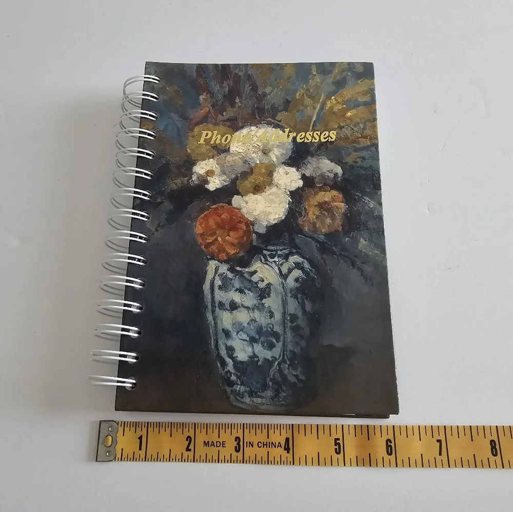 Vintage Floral Spiral Address Book - Impressionist Still Life Chinoiserie Vase